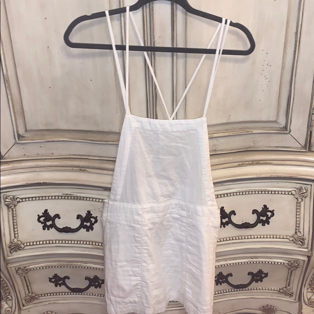 Free people linen overall dress with pockets